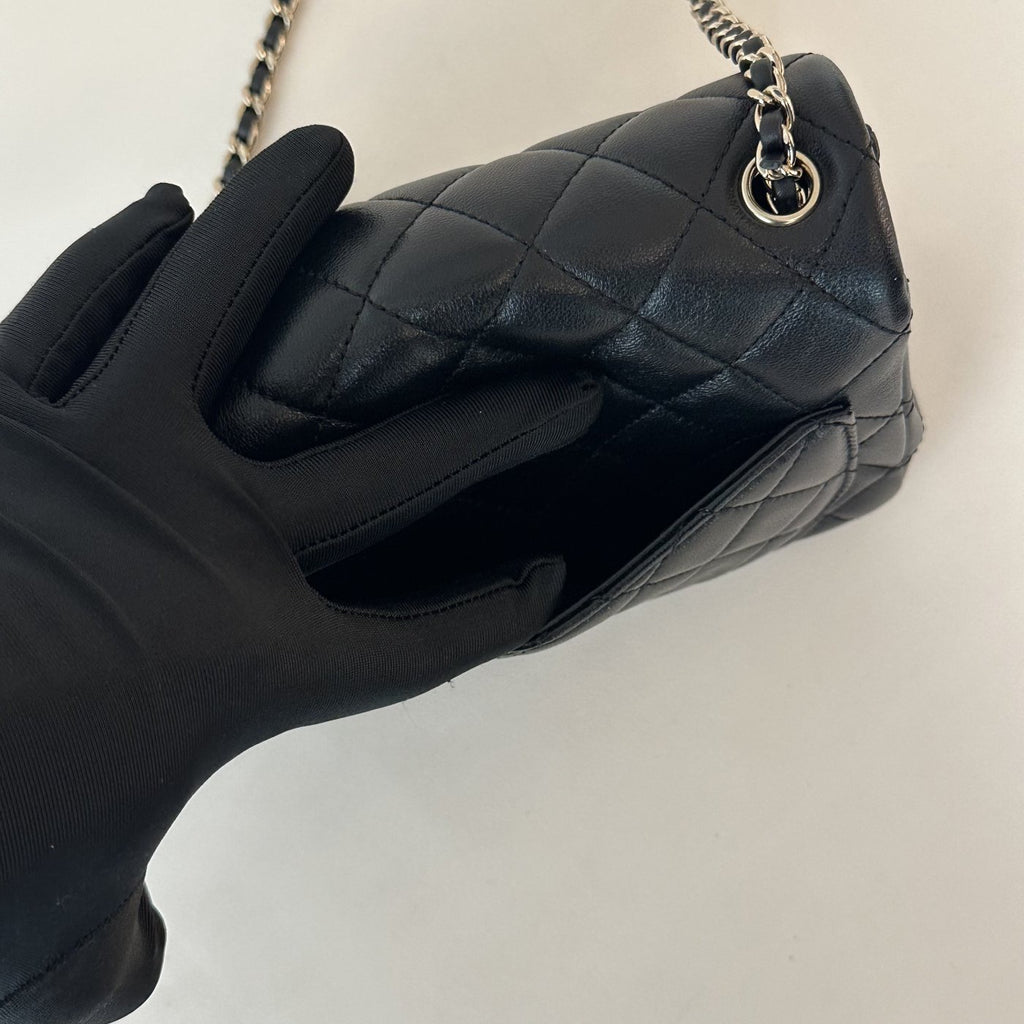 【Chanel】Chanel Black Mini Square Flap Bag with Pearl Crush Gold Ball, Gold-Tone Hardware-7215934