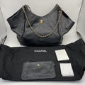 【Chanel】Chanel Black Caviar Hobo Bag with Matching Pouch, Gold-Tone Hardware-7207232