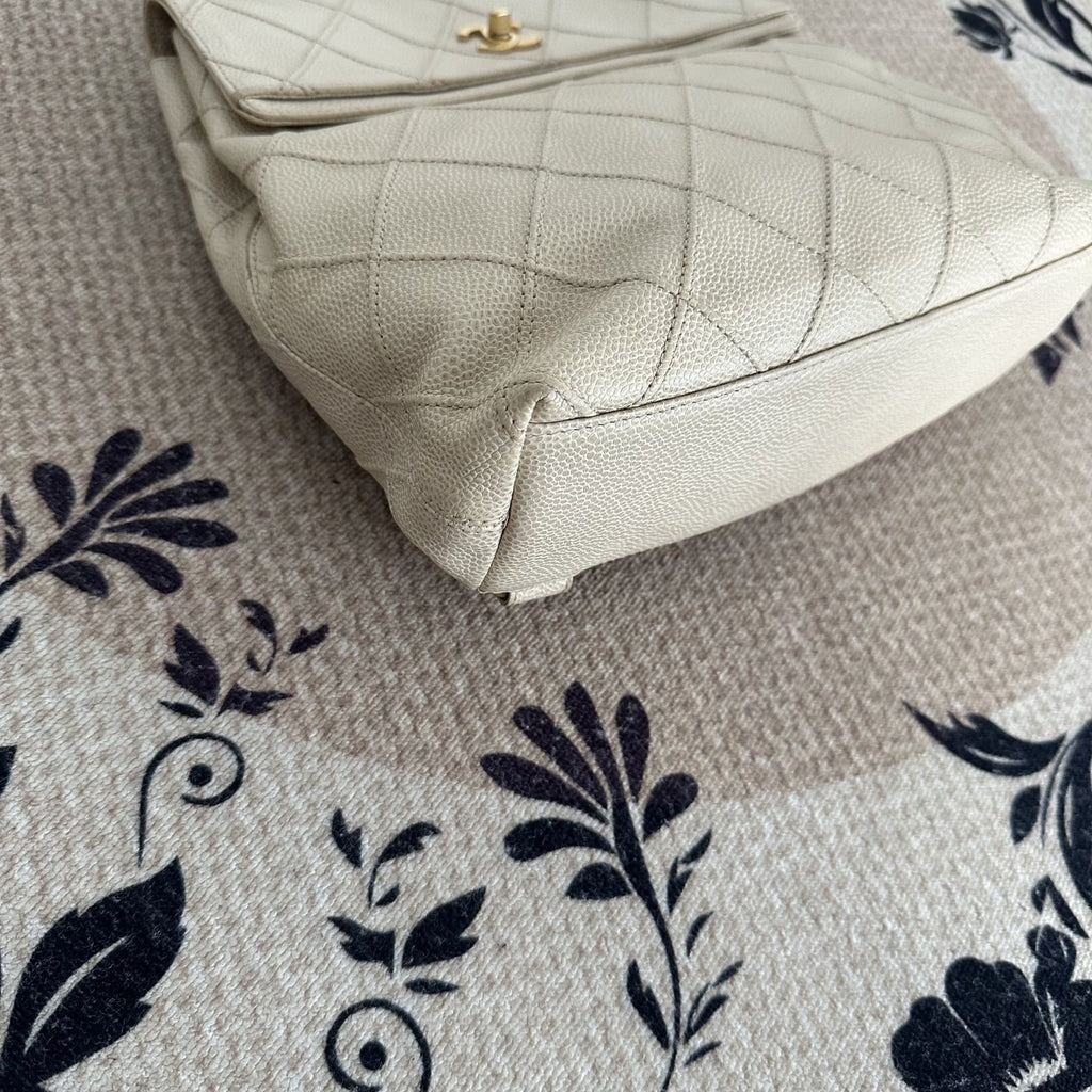 【Chanel】Chanel Cream Quilted Flap Backpack