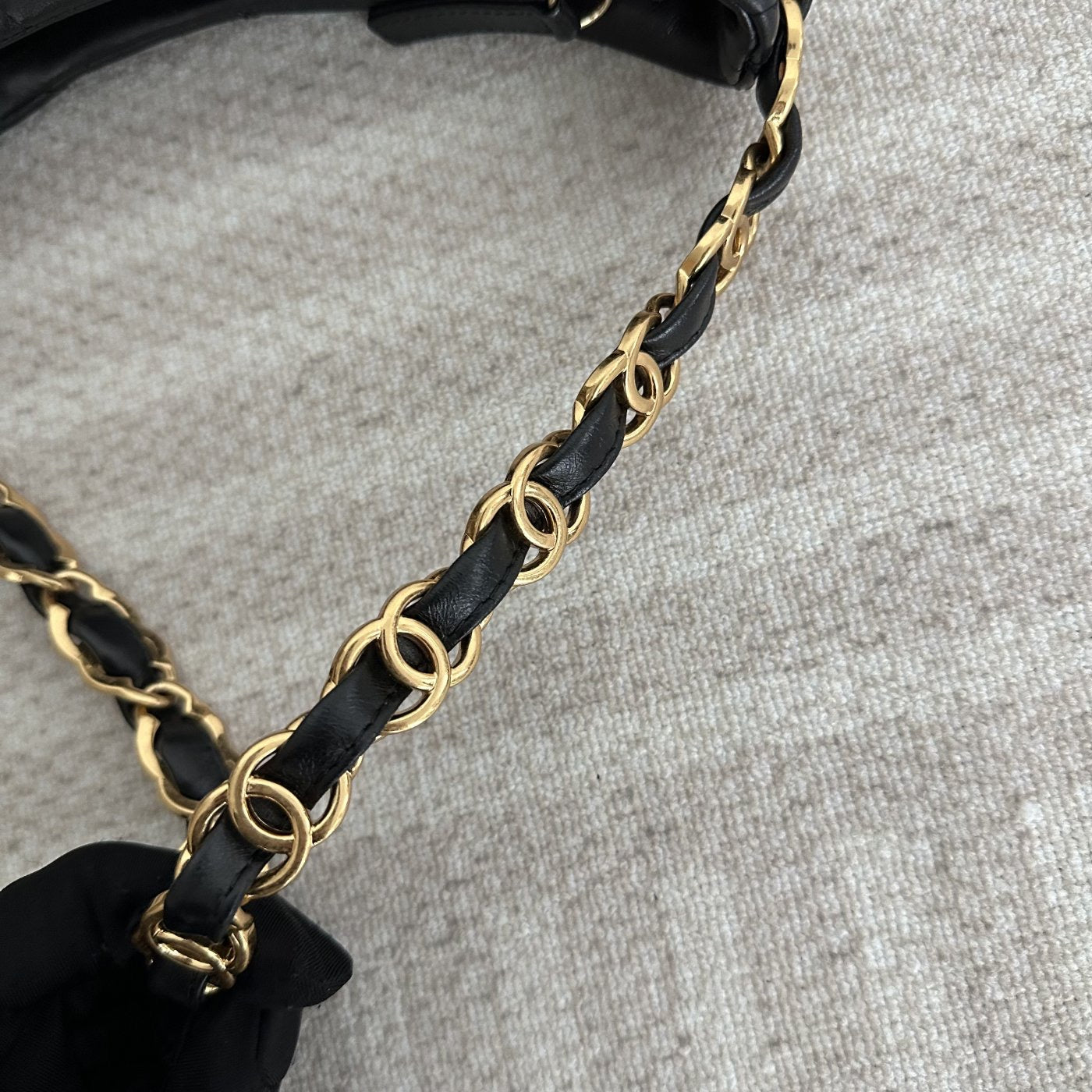 【Chanel】Chanel Hobo Bag, Black Caviar, Gold-Tone Hardware-7210671A
