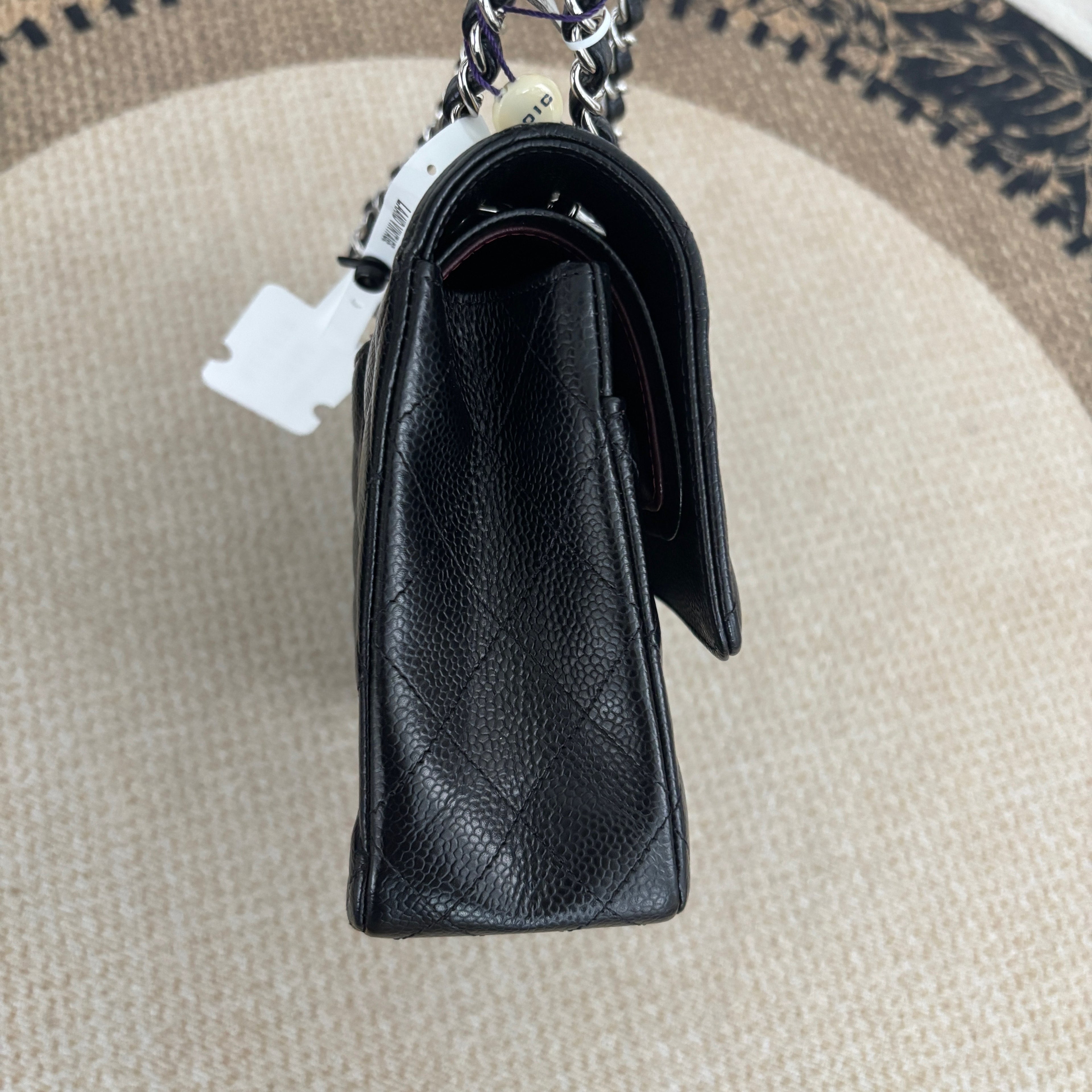 【Chanel】Chanel Medium Classic Flap Bag 25, Black Caviar, Silver-Tone Hardware-7213009