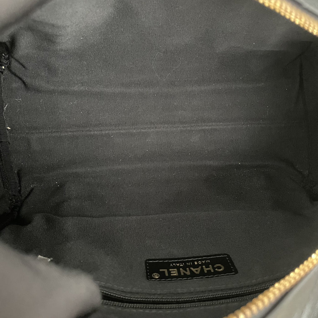 【Chanel】Chanel Bowling Bag, Calfskin & Gold-Tone Metal, Black