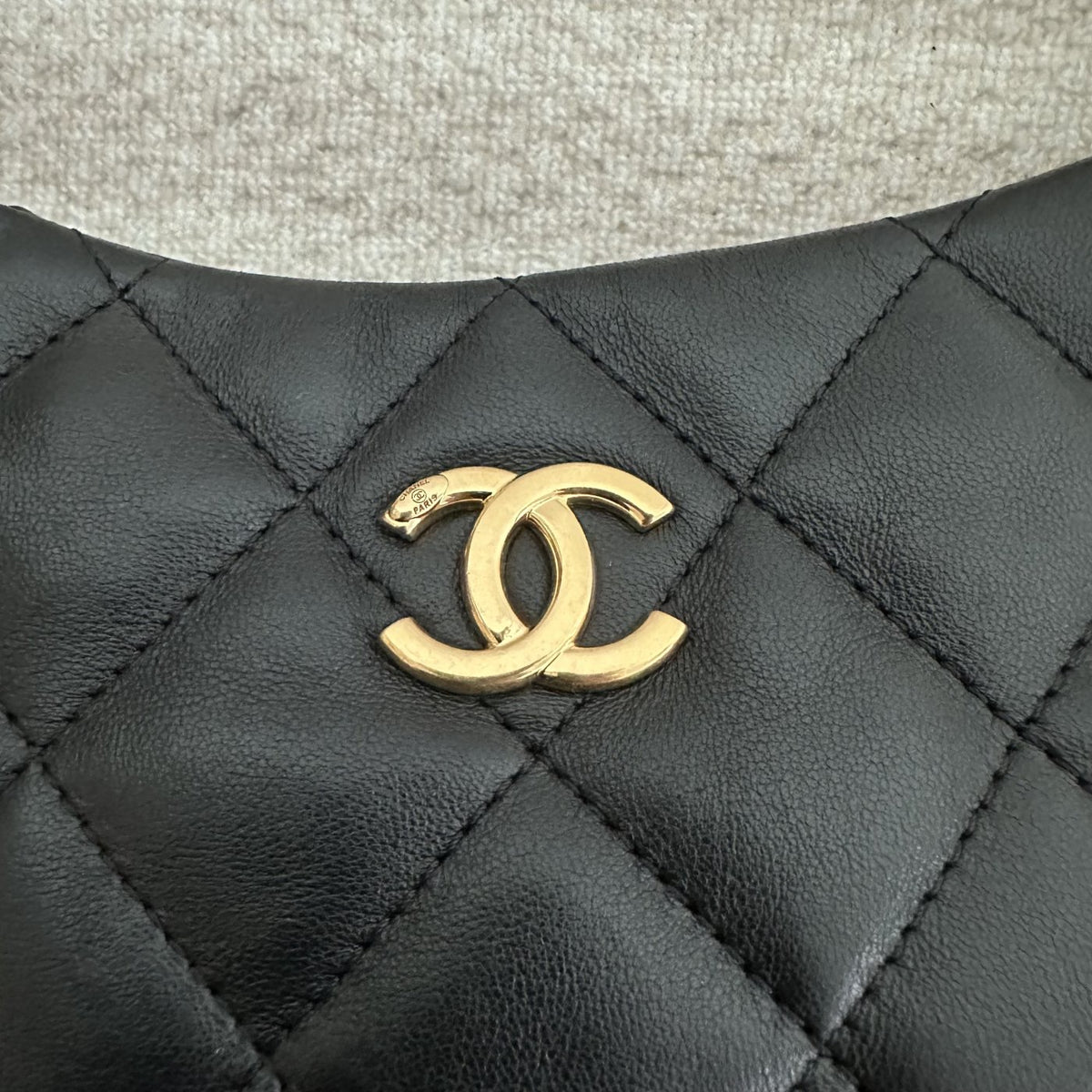 【Chanel】Chanel Hobo Bag, Black Caviar, Gold-Tone Hardware-7210671A