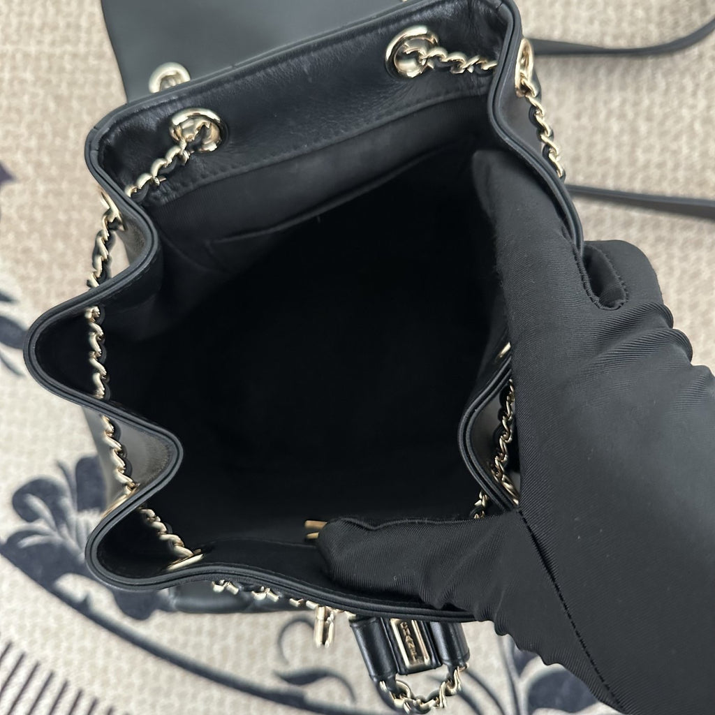 【Chanel】Chanel Black Caviar Duma Backpack, Gold-Tone Hardware-7216141