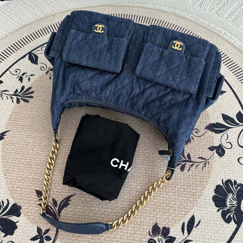 【Chanel】Chanel 25C 25 Hobo, Blue Washed Denim, Gold‑tone Hardware, Micro‑chip Version