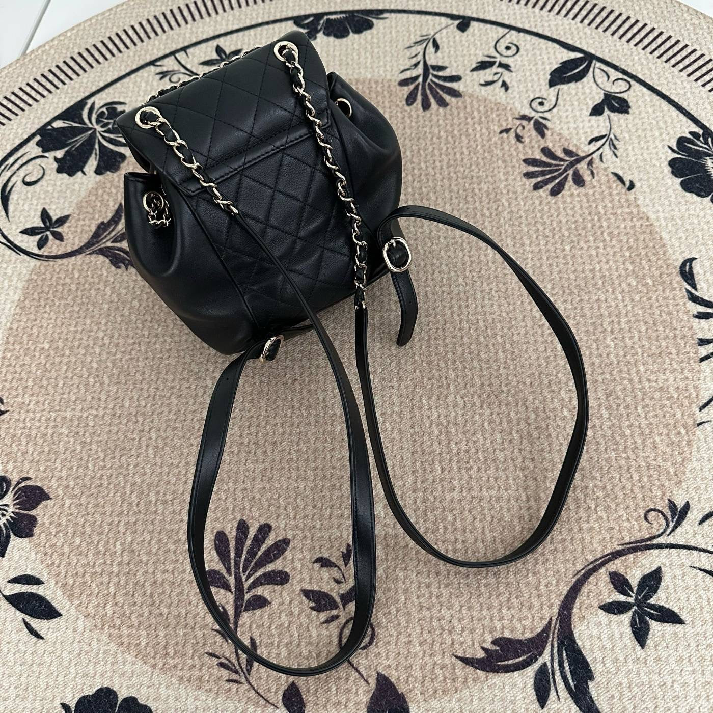 【Chanel】Chanel Black Caviar Duma Backpack, Gold-Tone Hardware-7216141