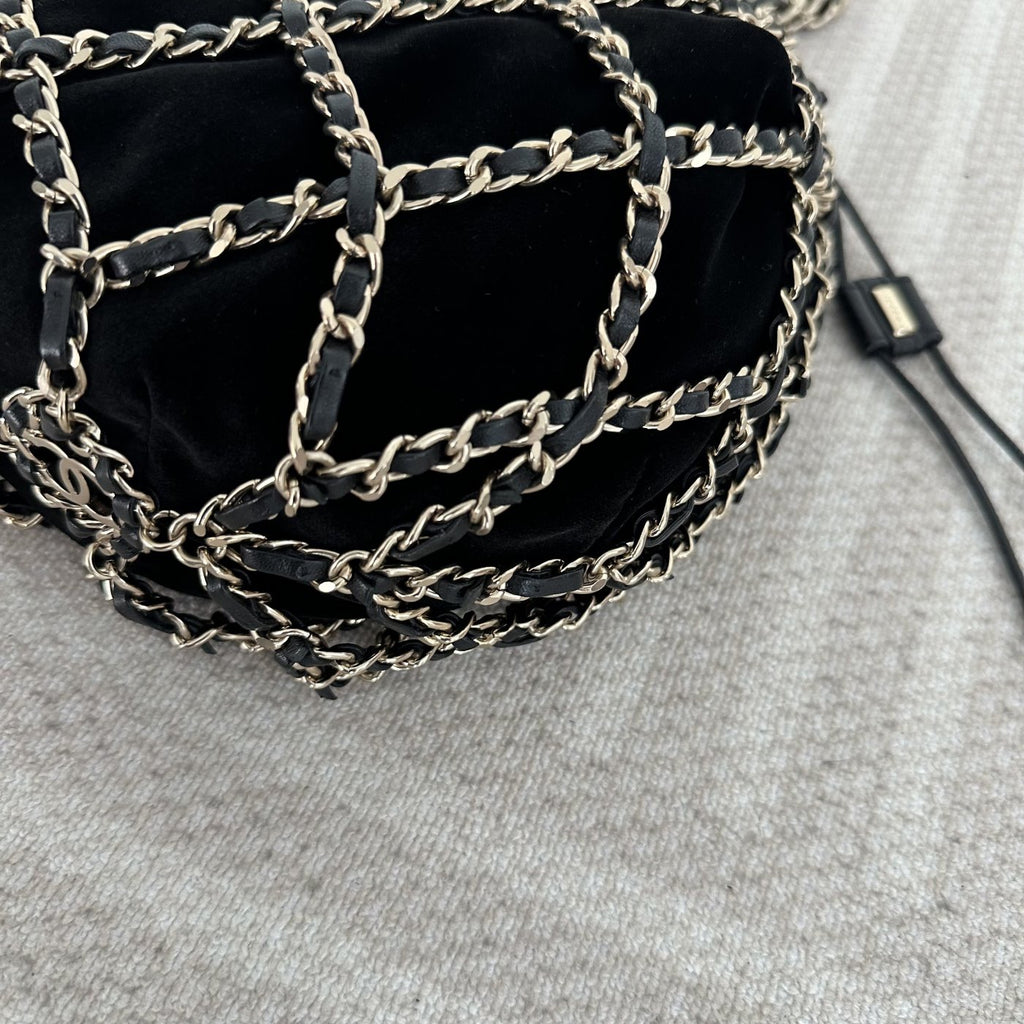 【Chanel】Chanel La Madrague, Black Velvet Mesh Tote Bag