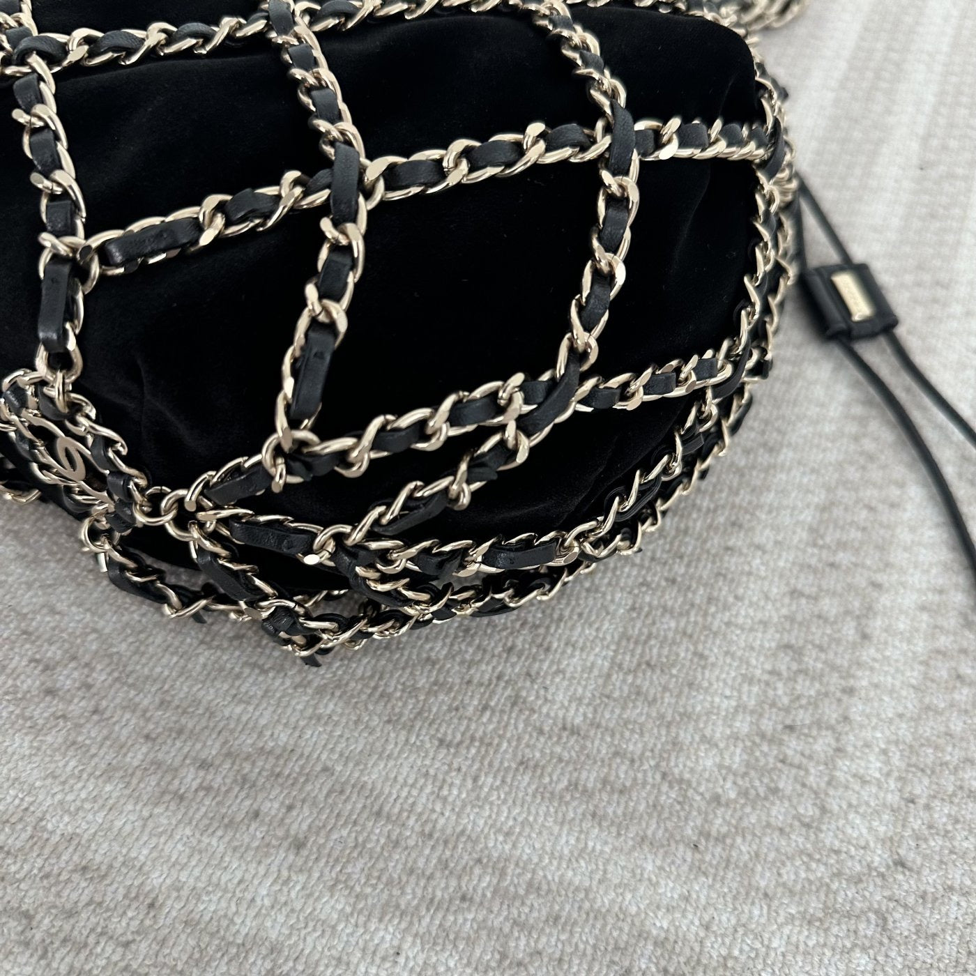 【Chanel】Chanel La Madrague, Black Velvet Mesh Tote Bag
