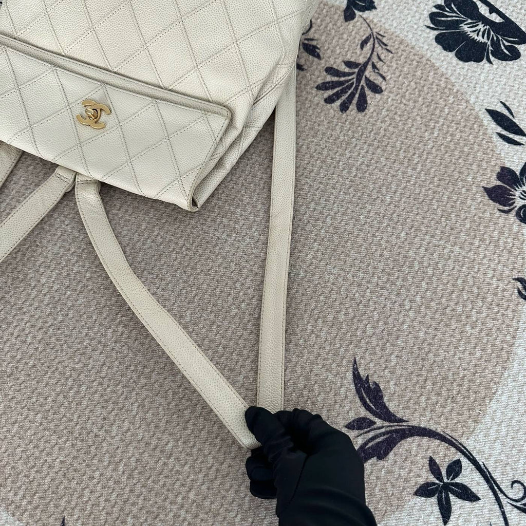 【Chanel】Chanel Cream Quilted Flap Backpack