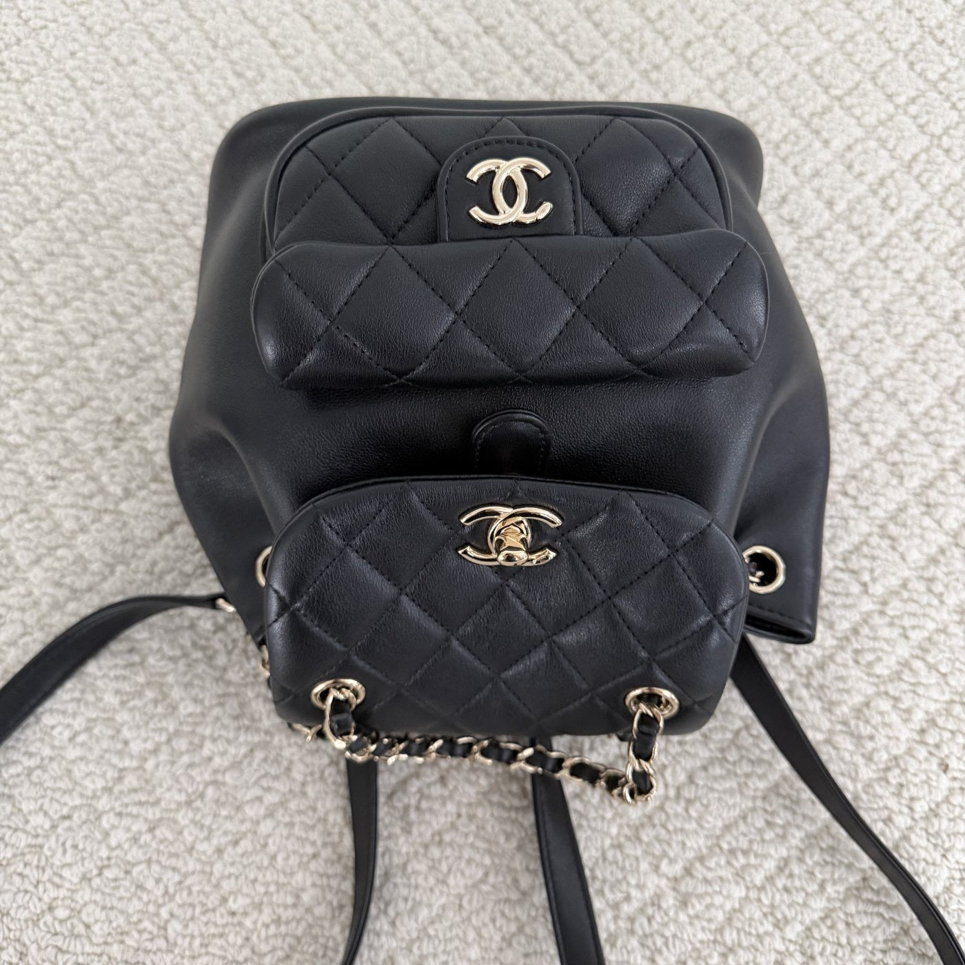 【Chanel】Chanel Black Caviar Duma Backpack, Gold-Tone Hardware-7215925