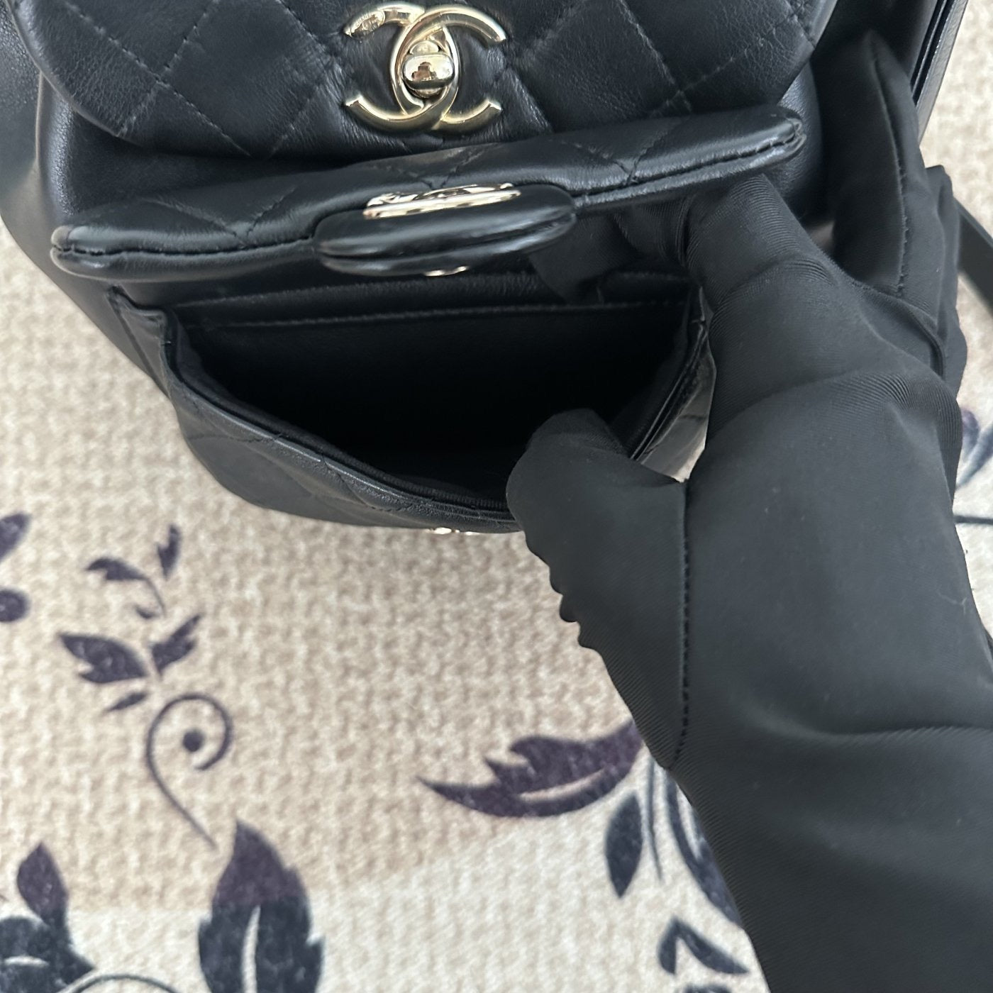 【Chanel】Chanel Black Caviar Duma Backpack, Gold-Tone Hardware-7216141