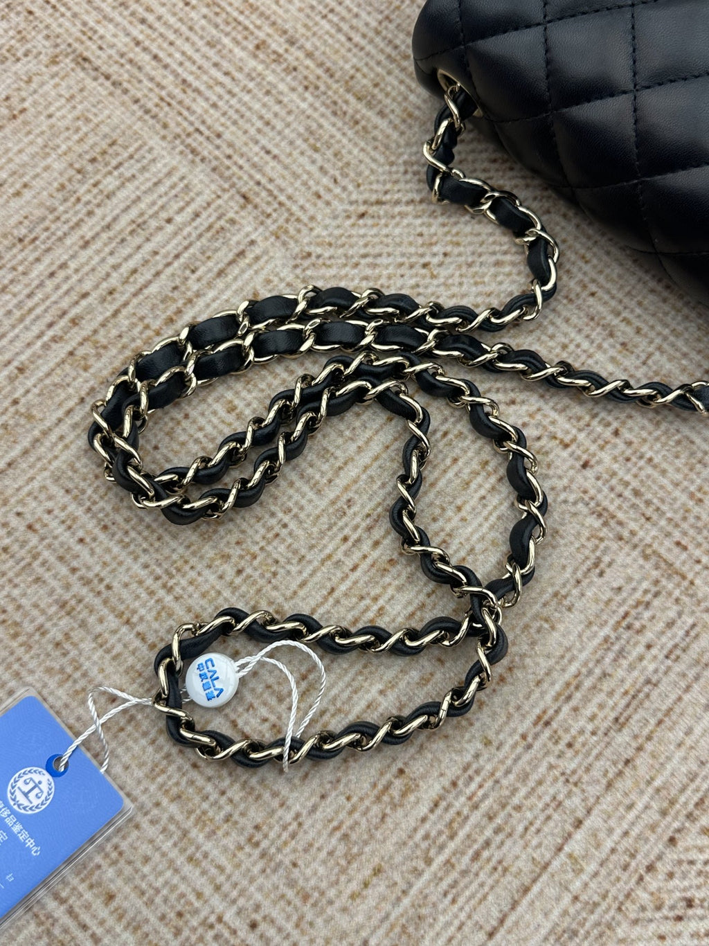 【Chanel】Chanel Black Gold Lambskin Mini Square Flap Bag