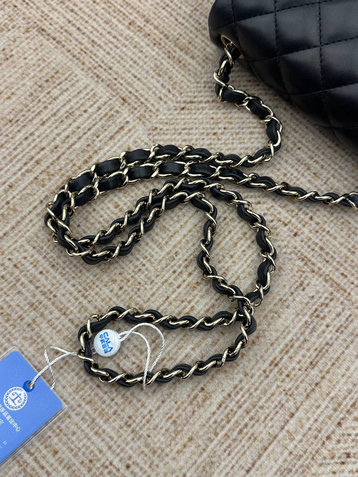 【Chanel】Chanel Black Gold Lambskin Mini Square Flap Bag