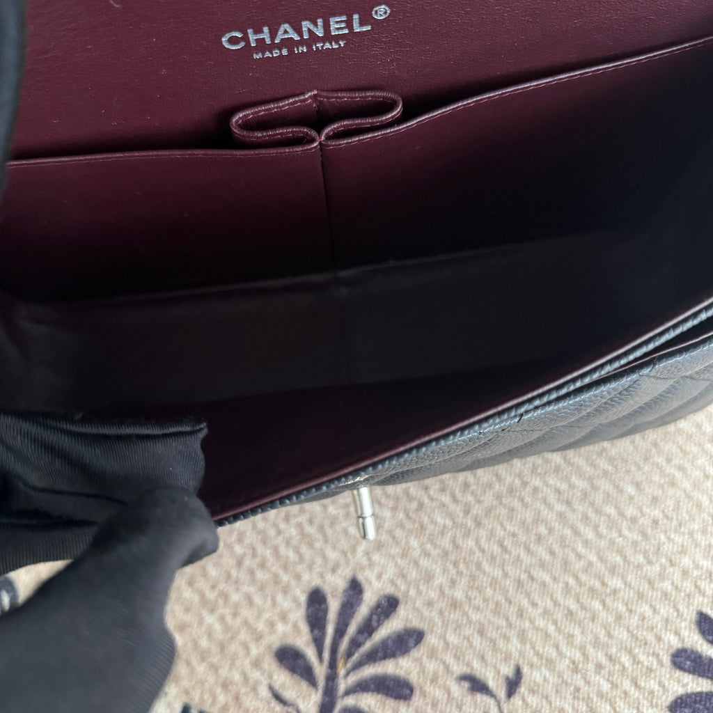 【Chanel】Chanel Black Silver Lambskin Classic Flap Jumbo