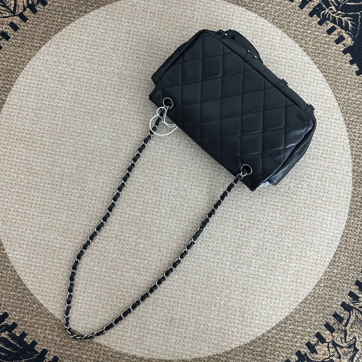 【Chanel】Chanel Three Star Flap Bag Black Caviar with Silver-Tone Hardware