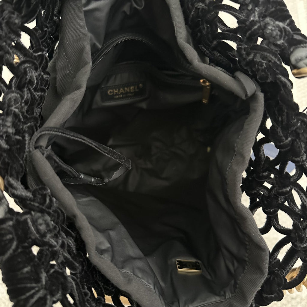 【Chanel】Chanel Black Gold Mesh Tote Mother and Child Bag