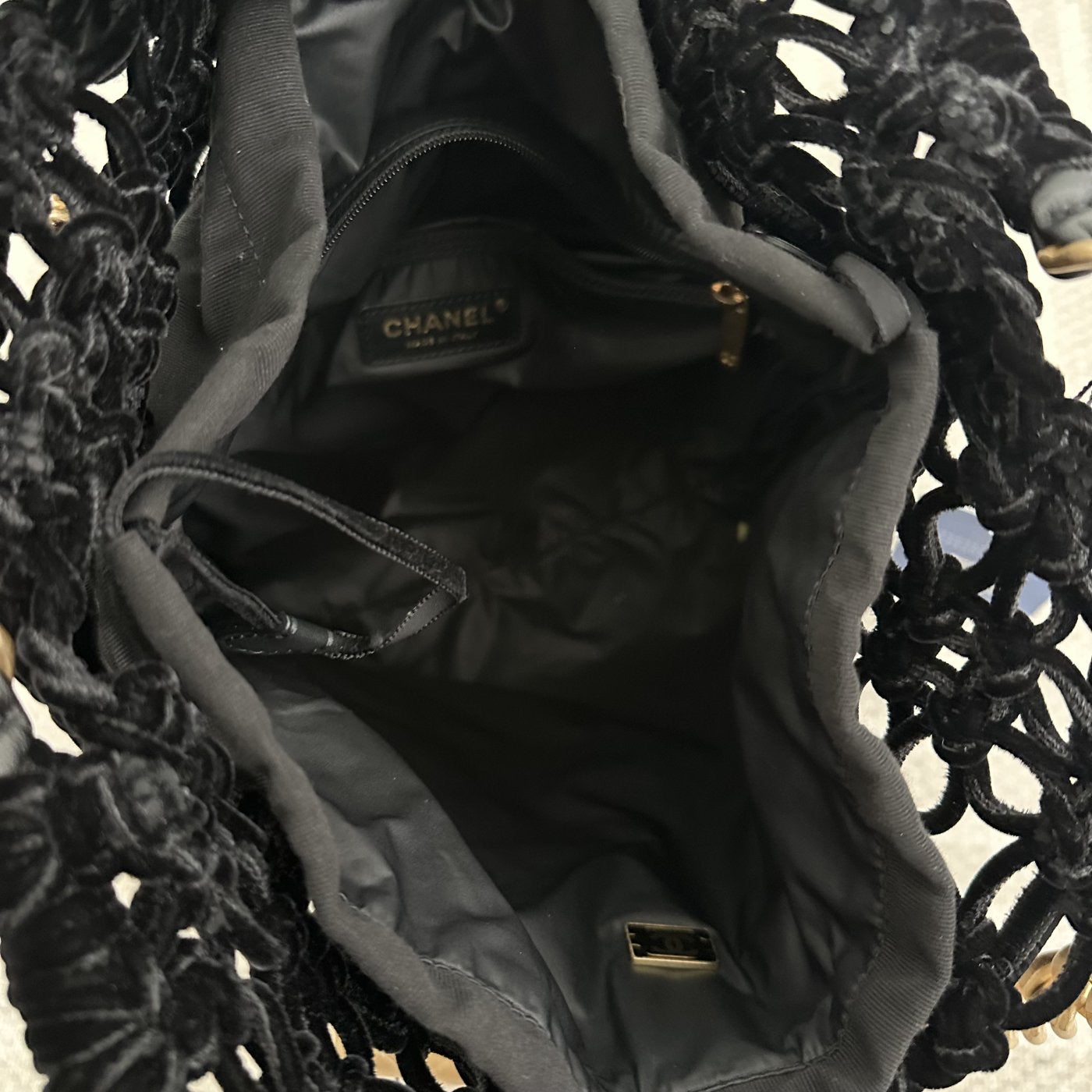 【Chanel】Chanel Black Gold Mesh Tote Mother and Child Bag