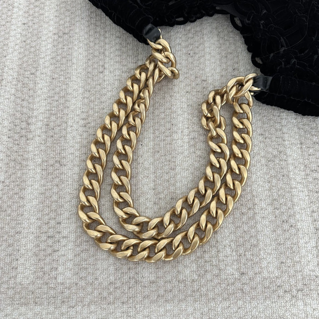 【Chanel】Chanel Black Gold Mesh Tote Mother and Child Bag