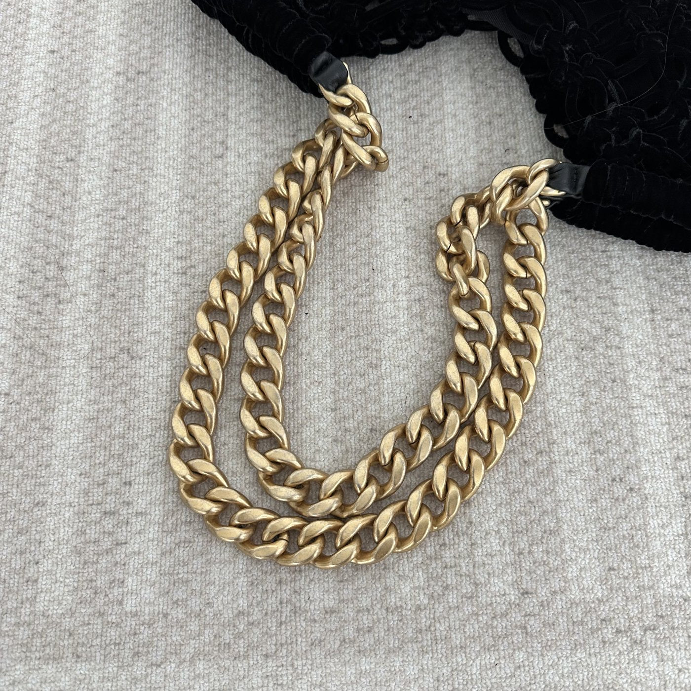 【Chanel】Chanel Black Gold Mesh Tote Mother and Child Bag