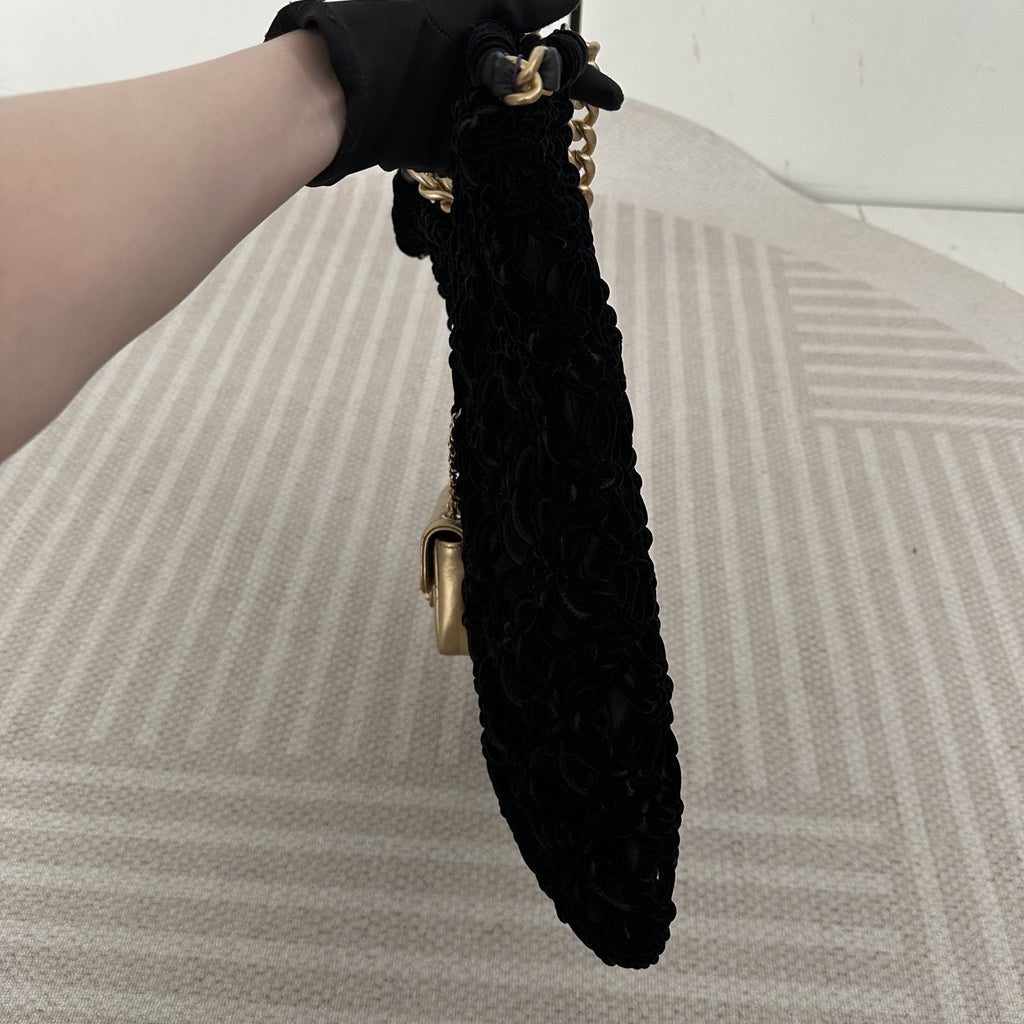 【Chanel】Chanel Black Gold Mesh Tote Mother and Child Bag