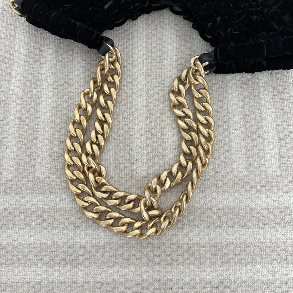 【Chanel】Chanel Black Gold Mesh Tote Mother and Child Bag