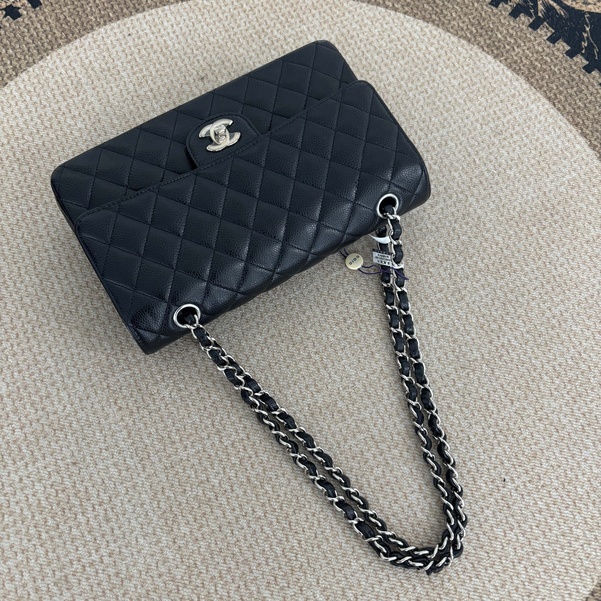 【Chanel】Chanel Medium Classic Flap Bag 25, Black Caviar, Silver-Tone Hardware-7213009