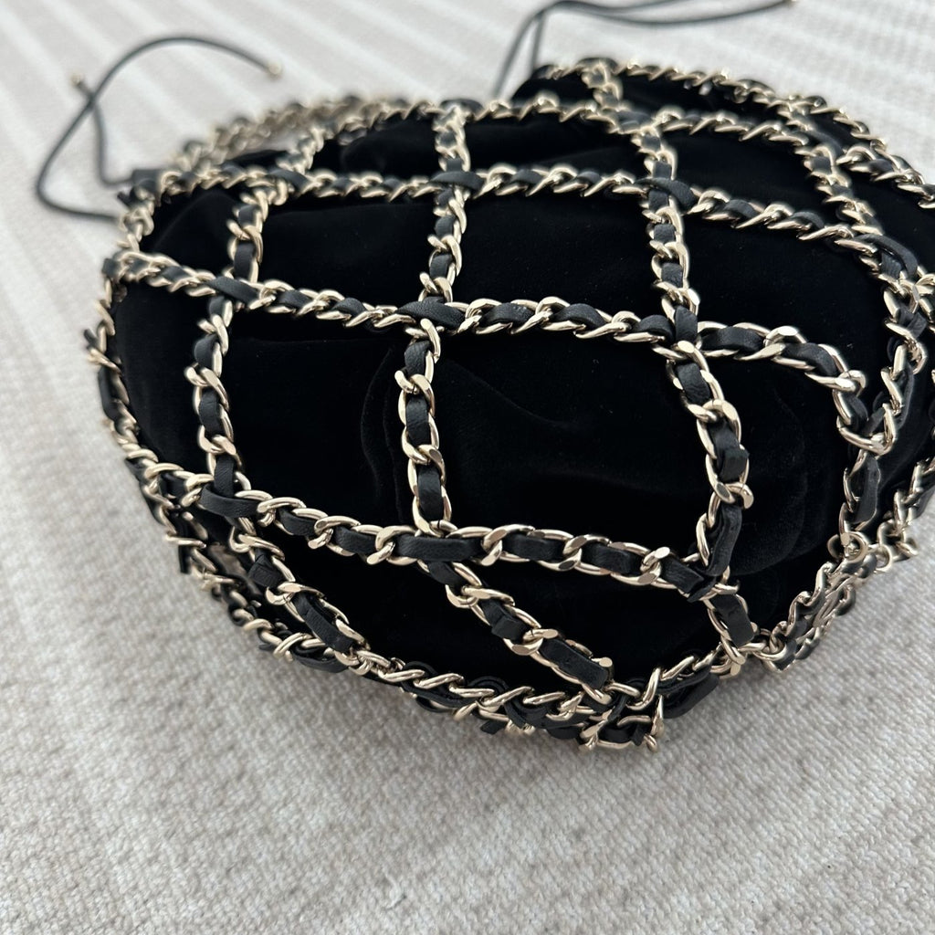 【Chanel】Chanel La Madrague, Black Velvet Mesh Tote Bag