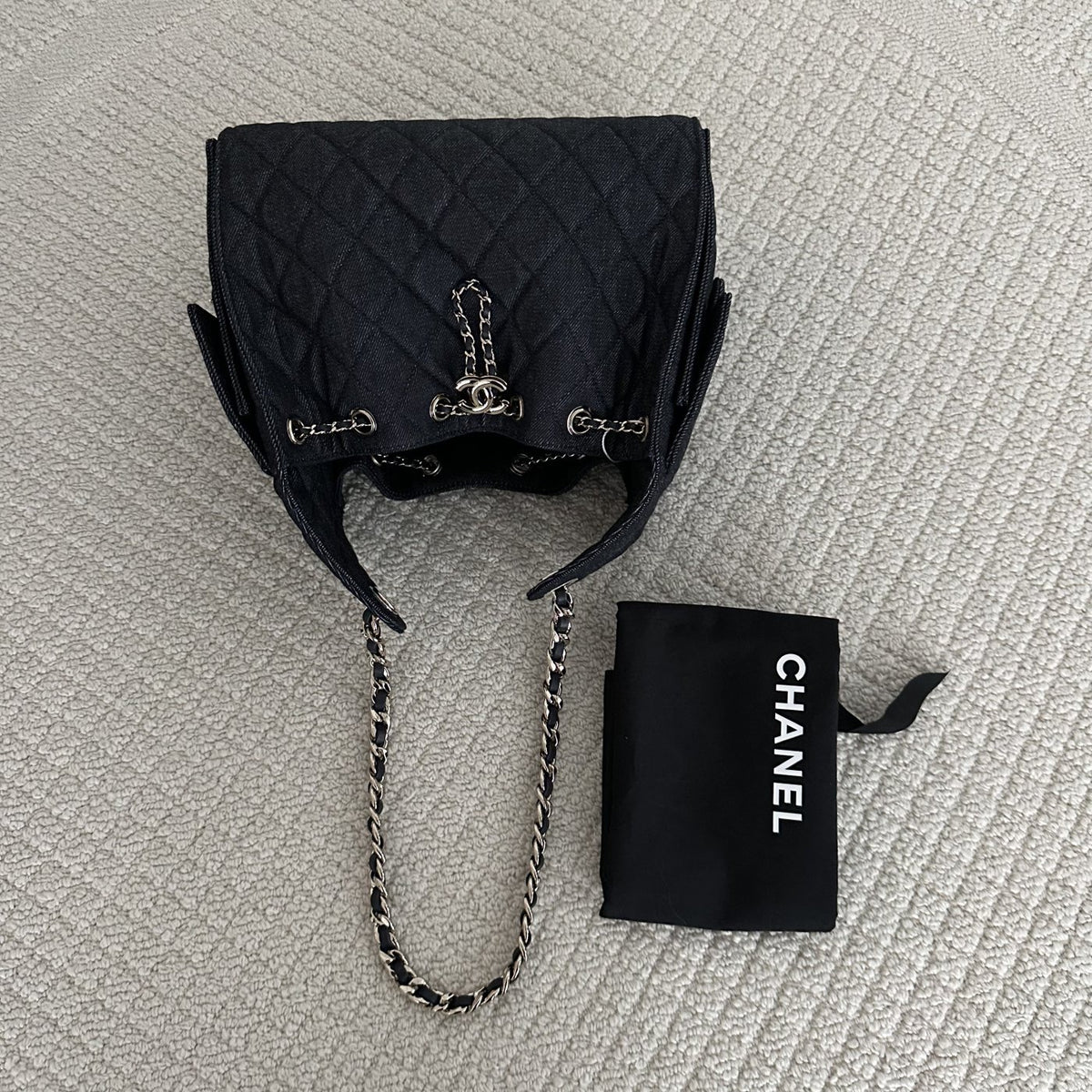 【Chanel】Chanel 25 Bag Small, Black Denim with Gold‑tone Hardware