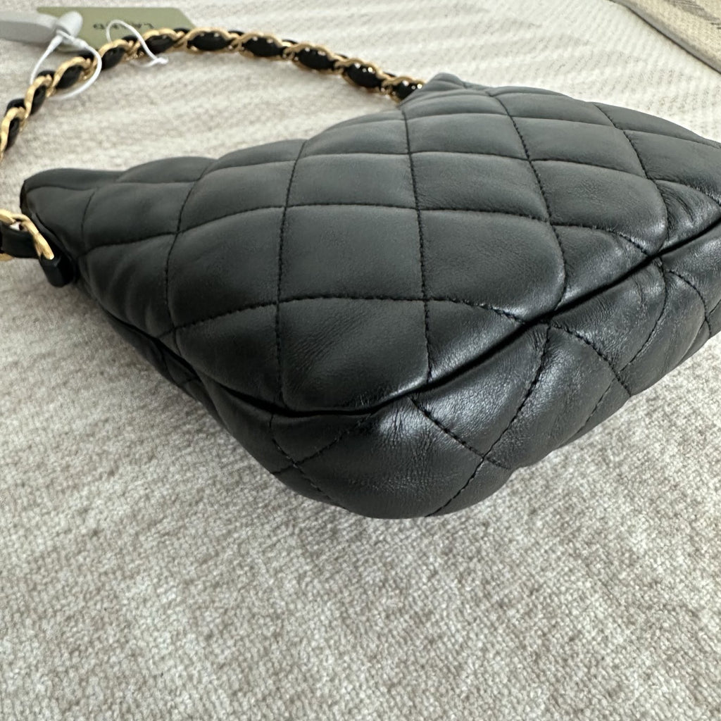 【Chanel】Chanel Hobo Bag, Black Caviar, Gold-Tone Hardware-7210671A