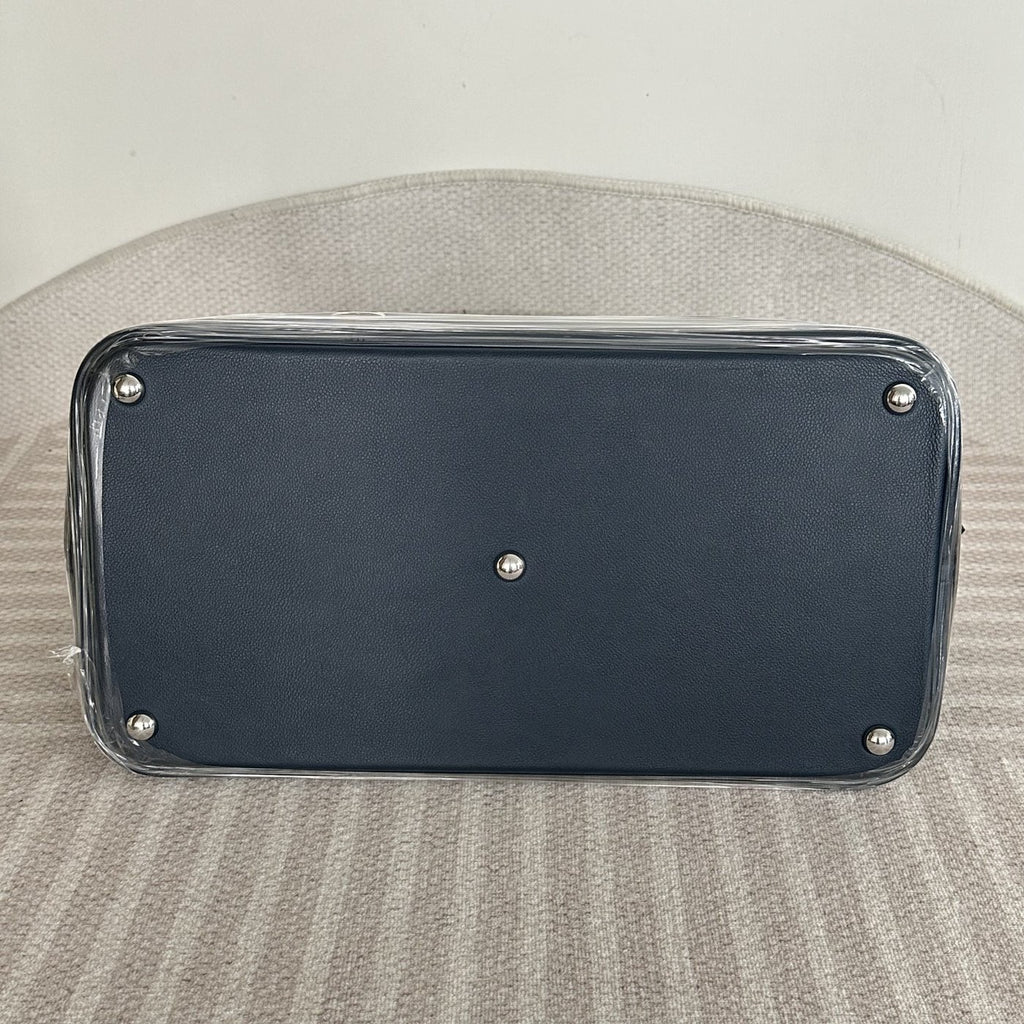 【Hermes】Hermès White and Blue Bowling Handbag