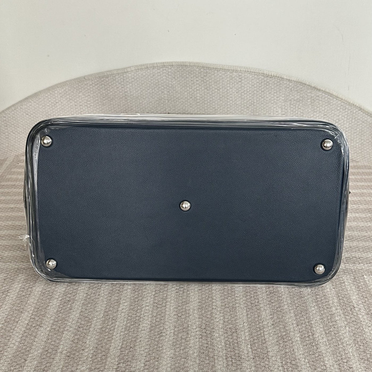 【Hermes】Hermès White and Blue Bowling Handbag
