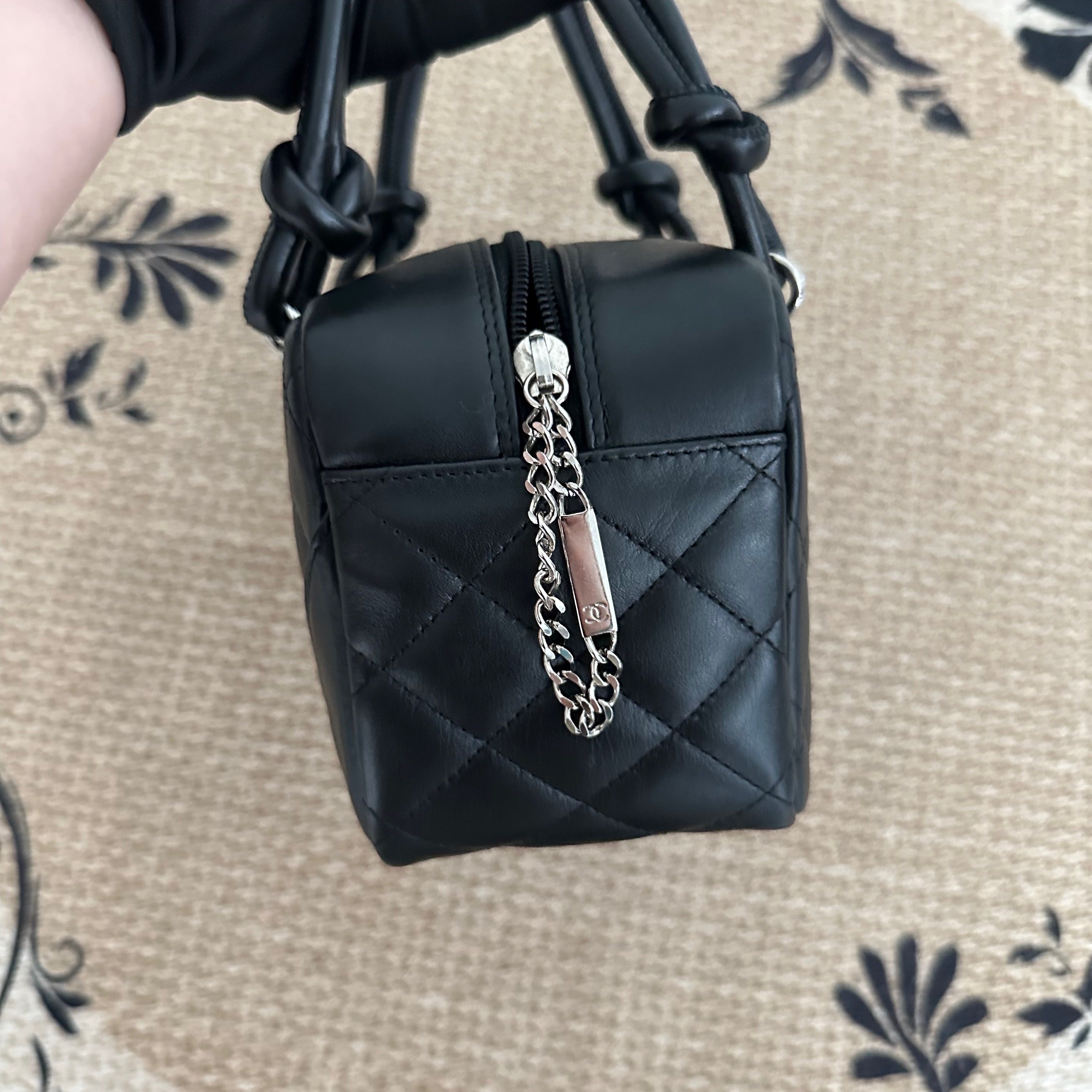 【Chanel】Chanel Cambon Ligne Black & White Pillow Bag Calfskin with Silver-Tone Hardware