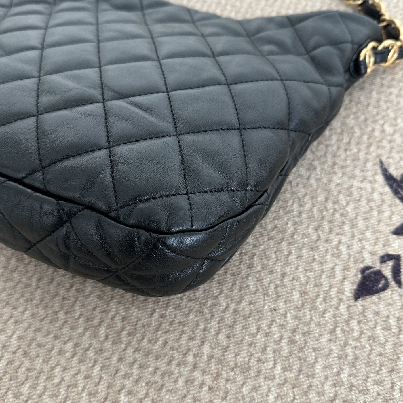 【Chanel】Chanel Hobo Underarm Bag, Black with Gold‑tone Hardware