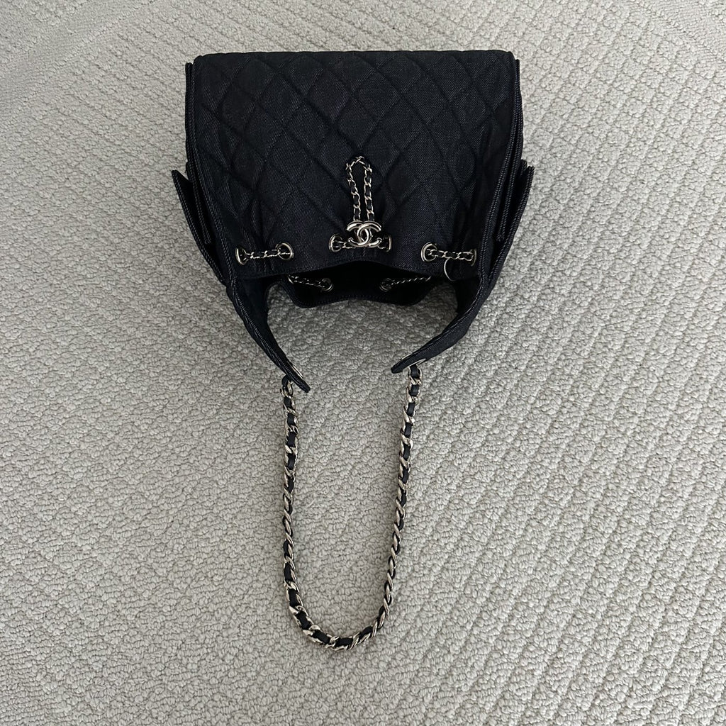 【Chanel】Chanel 25 Bag Small, Black Denim with Gold‑tone Hardware