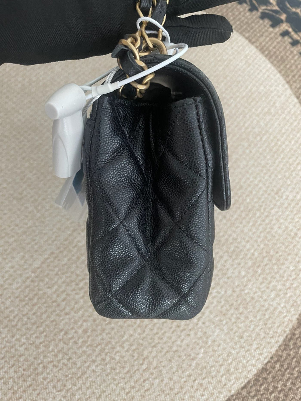 【Chanel】Chanel 25P Mini Square Flap Bag, Black Lambskin, Gold-Tone Hardware, Double Chain-7215377
