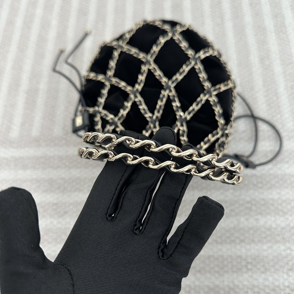 【Chanel】Chanel La Madrague, Black Velvet Mesh Tote Bag