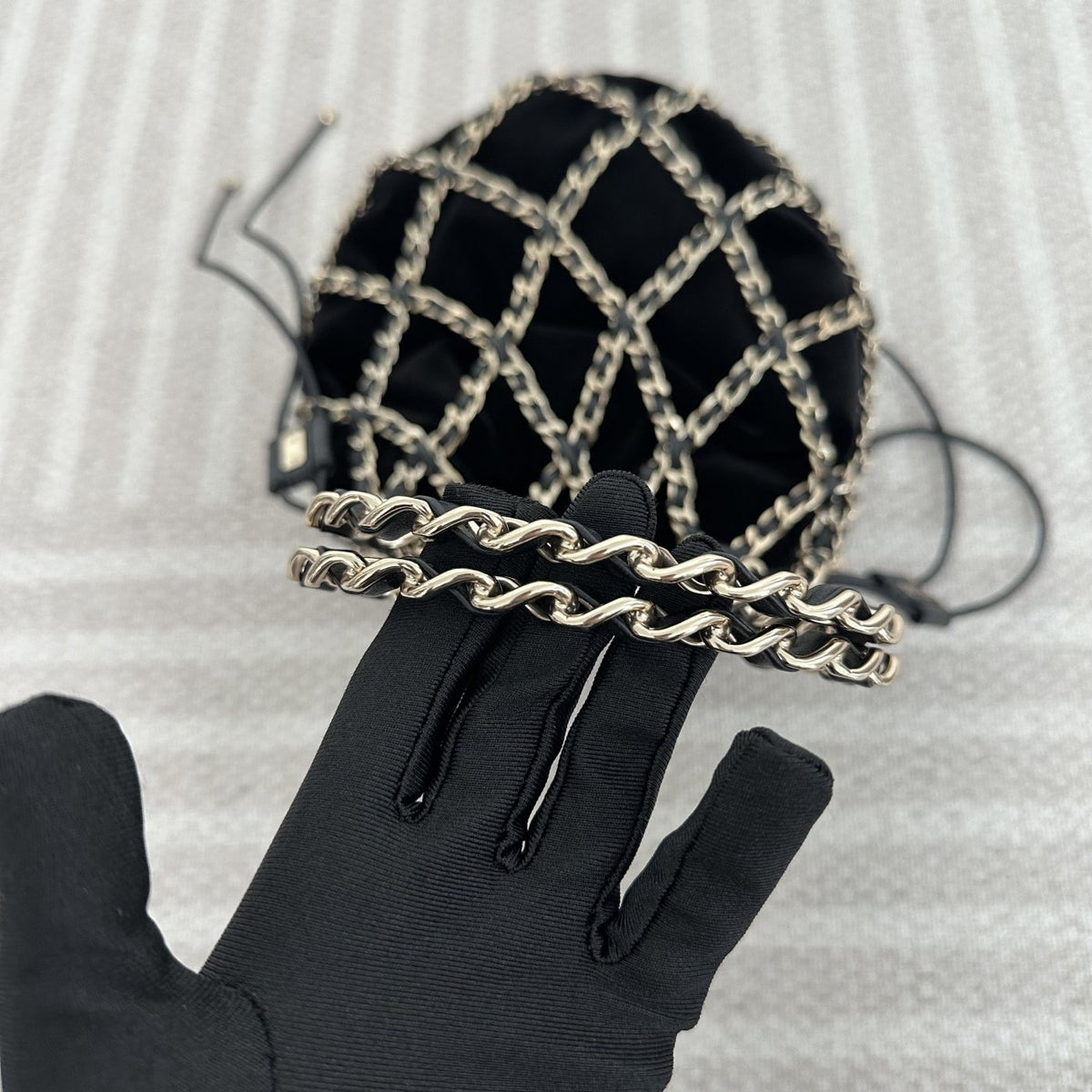 【Chanel】Chanel La Madrague, Black Velvet Mesh Tote Bag