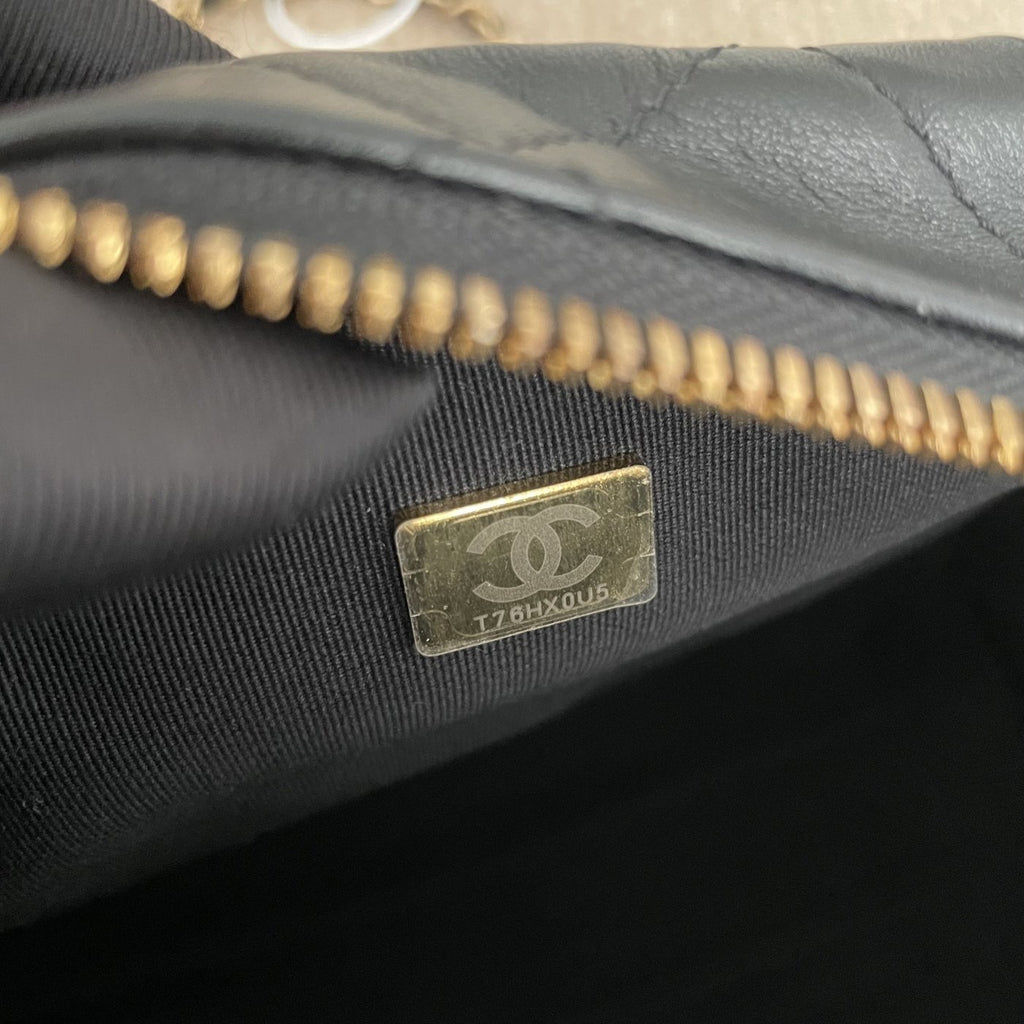 【Chanel】Chanel Bowling Bag, Calfskin & Gold-Tone Metal, Black