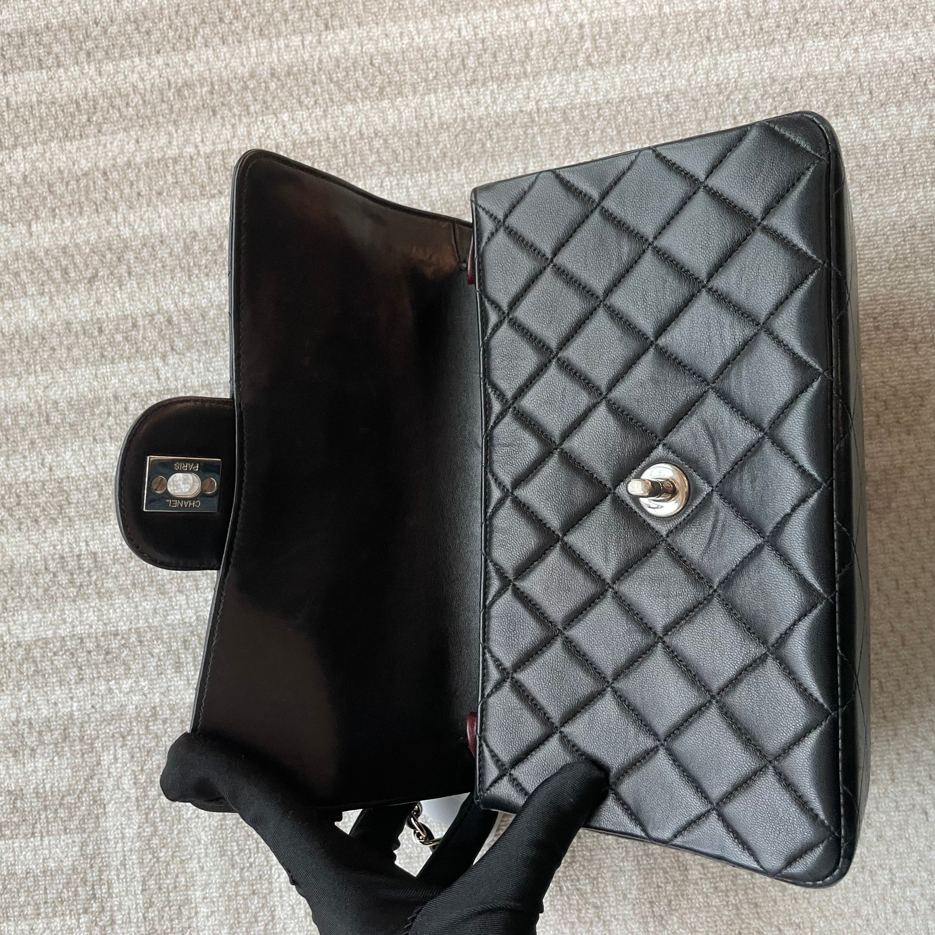 【Chanel】Chanel Double Sided Classic Flap Black Lambskin with Silver-Tone Hardware
