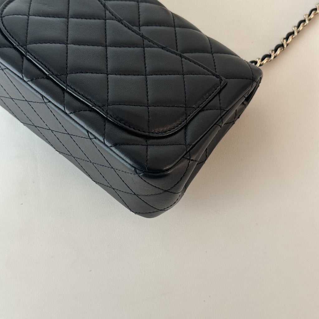【Chanel】Chanel Black Mini Square Flap Bag with Pearl Crush Gold Ball, Gold-Tone Hardware-7215934