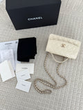 【Chanel】Chanel White Gold Caviar Leather Accordion Top Handle Bag