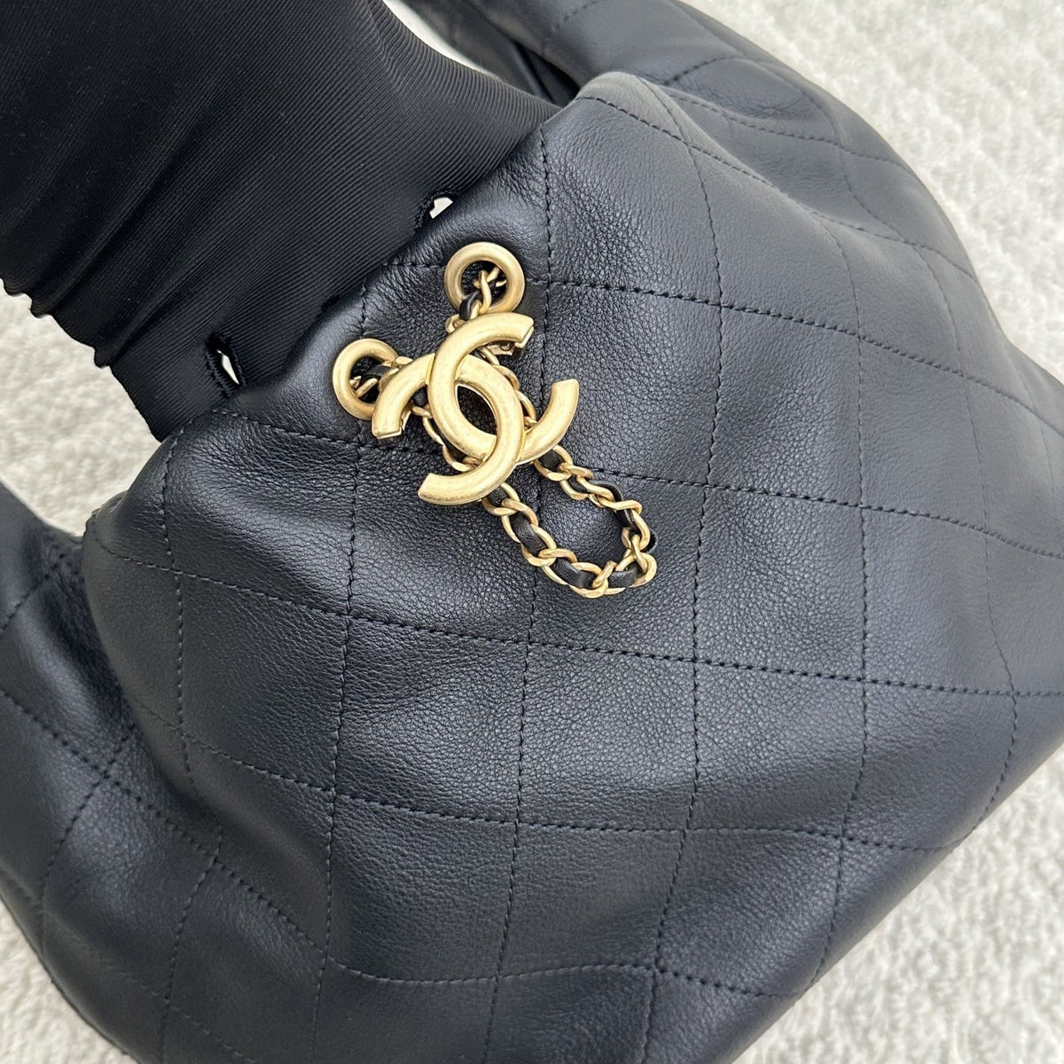 【Chanel】Chanel Small Hobo Bag, Black Caviar, Gold-Tone Hardware-7212709