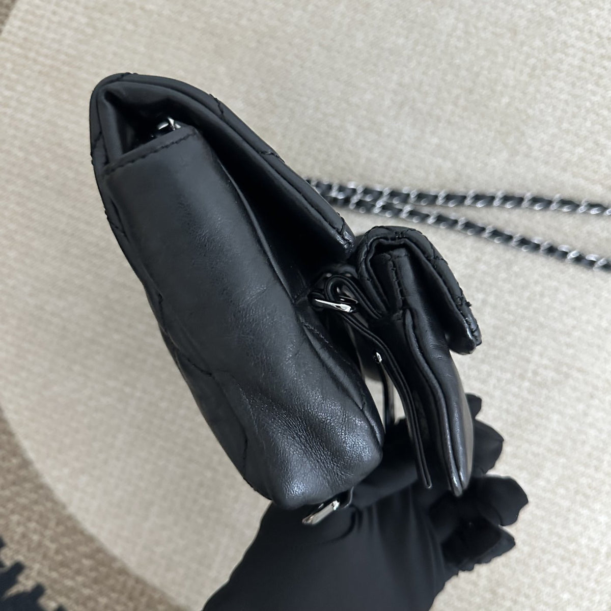 【Chanel】Chanel Three Star Flap Bag Black Caviar with Silver-Tone Hardware