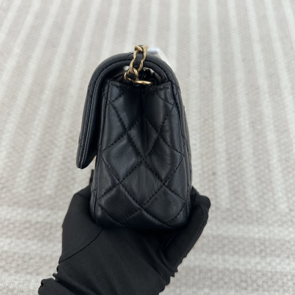 【Chanel】Chanel Mini Square Classic Flap, Black with Gold Hardware