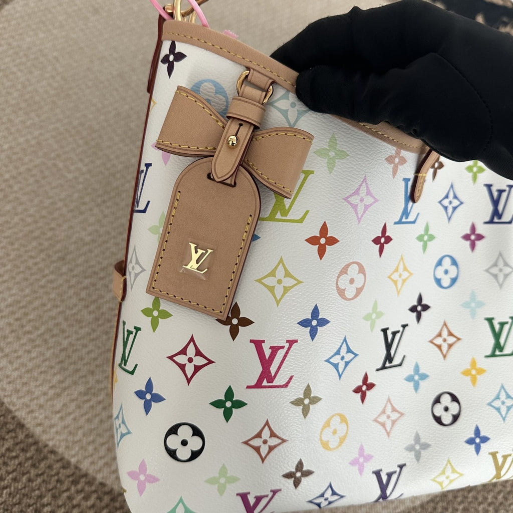 【LV】LV x Takashi Murakami Monogram Multicolore White CarryAll East West