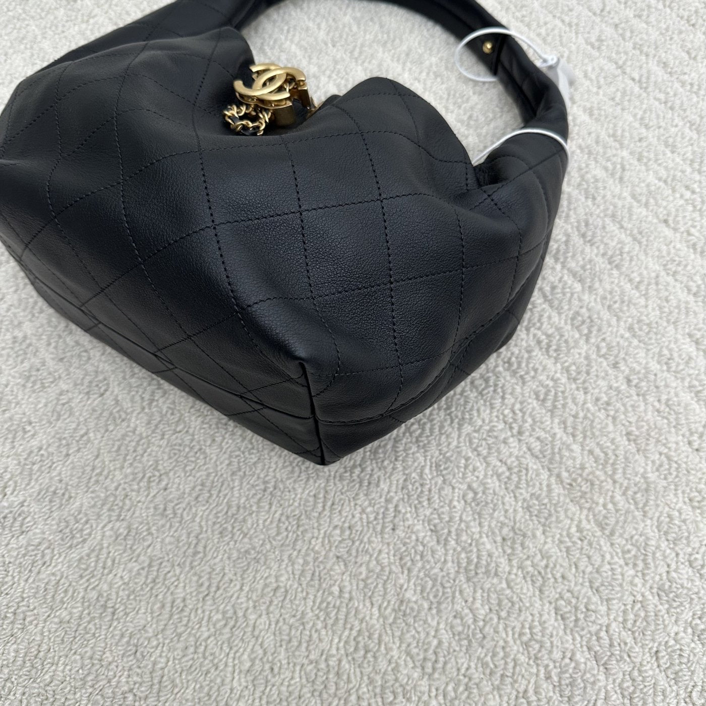 【Chanel】Chanel Small Hobo Bag, Black Caviar, Gold-Tone Hardware-7212709