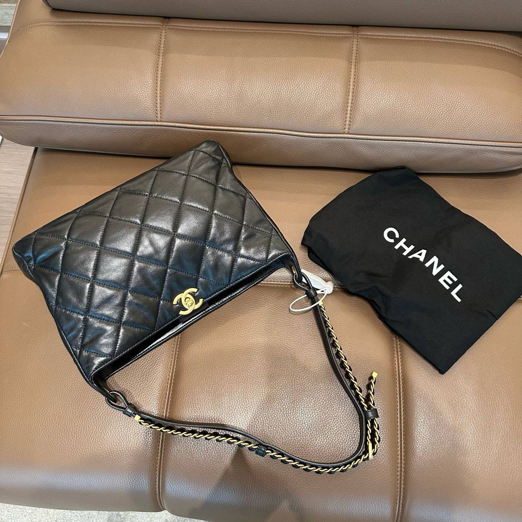 【Chanel】Chanel Black Gold Hobo Bag(23B)