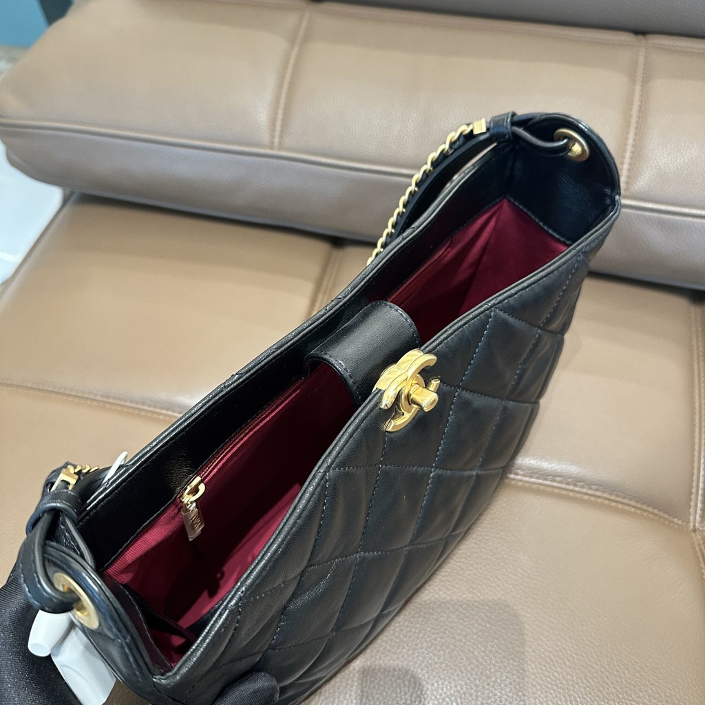 【Chanel】Chanel Black Gold Hobo Bag(23B)