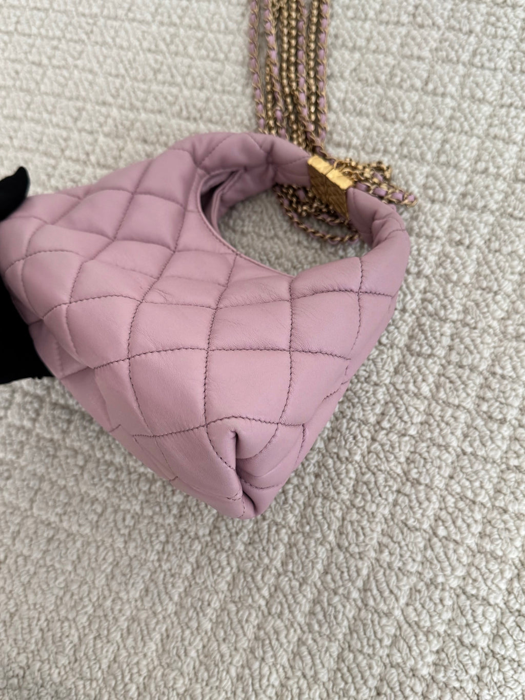 【Chanel】Chanel Pink Gold Tassel Chain Hobo Bag