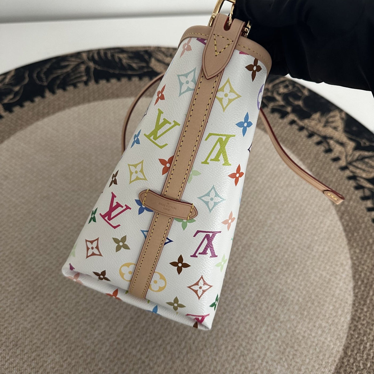 【LV】LV x Takashi Murakami Monogram Multicolore White CarryAll East West